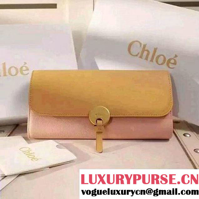 Chloe 3P0809 Smooth & Grained Calfskin Wallet Yellow/Pink (1A069-6070803 )