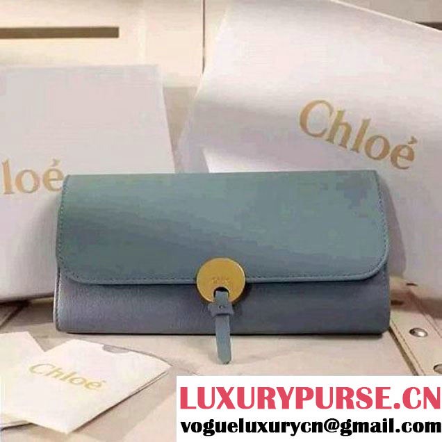 Chloe 3P0809 Smooth & Grained Calfskin Wallet Blue (1A069-6070804 )