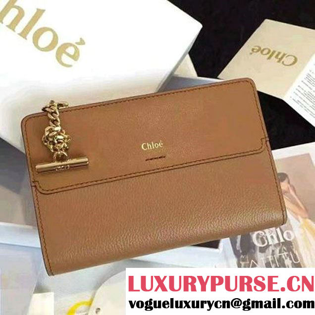 Chloe Joe Grained & Smooth Calfskin Fold Zipped Wallet 3P0696 Tan 2016 (2A137-6092318 )