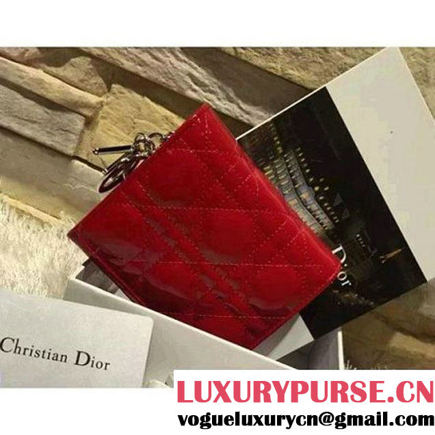 Dior Lady Dior Evasion Wallet In Red Patent Calfskin 2015 (2A193-090920 )