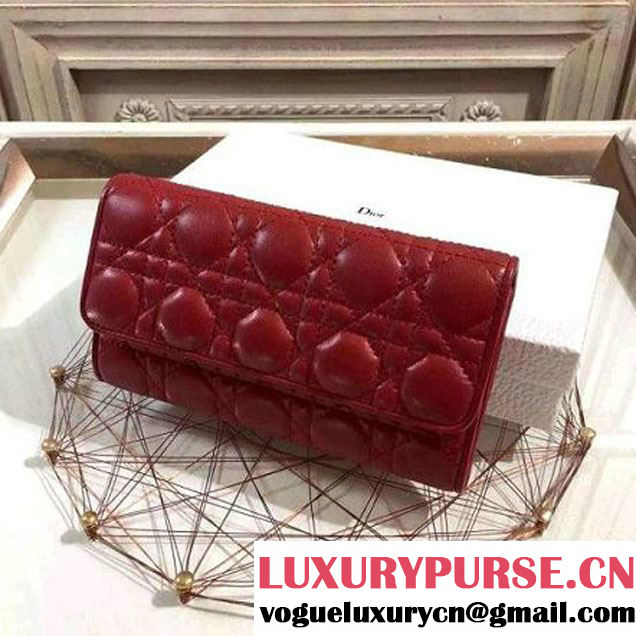 Dior Lambskin Folded Wallet Burgundy (1C065-111104 )