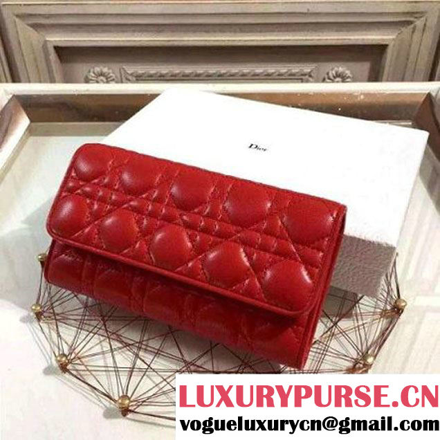 Dior Lambskin Folded Wallet Cherry (1C065-111105 )