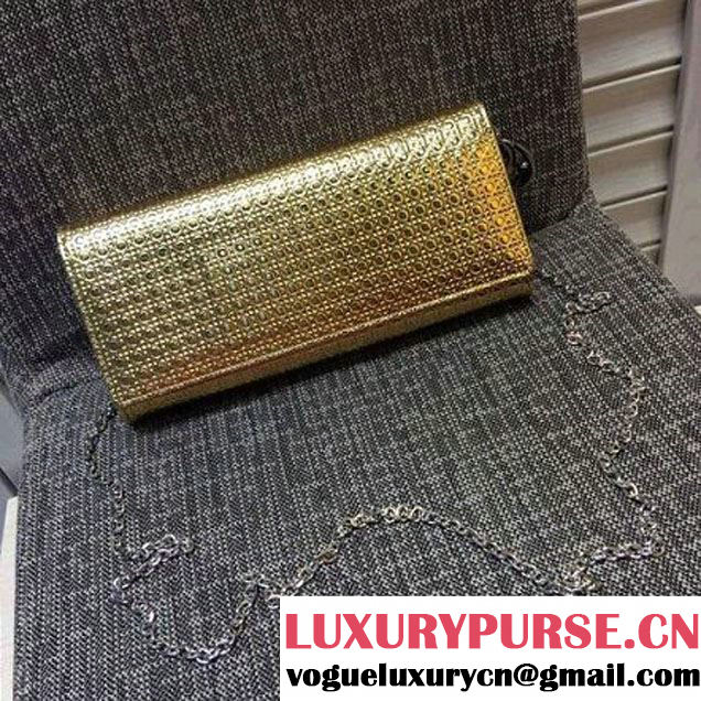 Dior Lady Dior Croisiere Wallet Gold Metallic Champagne Perforated Calfskin 2016 (XXG-6031906 )