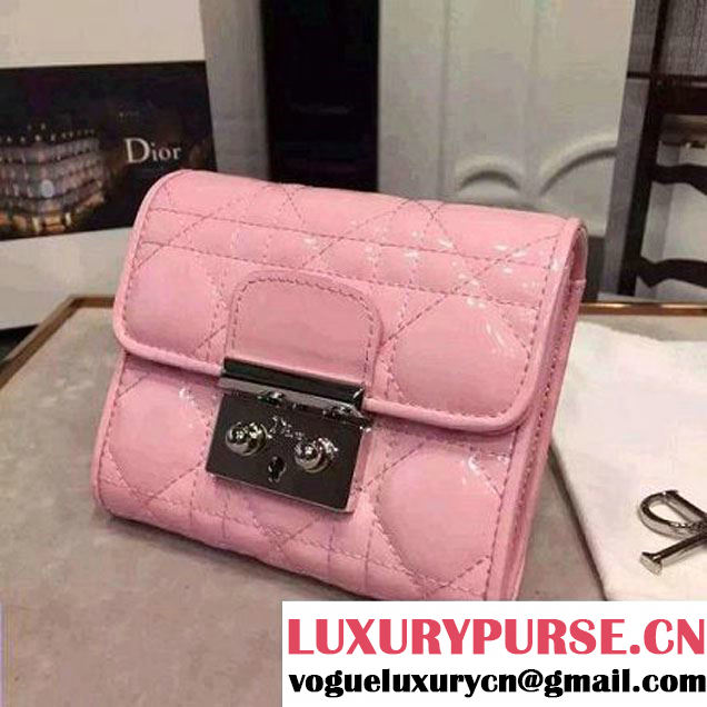 Dior Miss Dior Patent Lambskin Short Wallet Pink (1C065-6041108 )