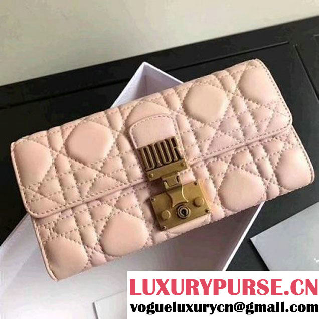 Dior Dioraddict Continental Wallet in Cannage Lambskin Pink 2017 (1C065-7102717 )