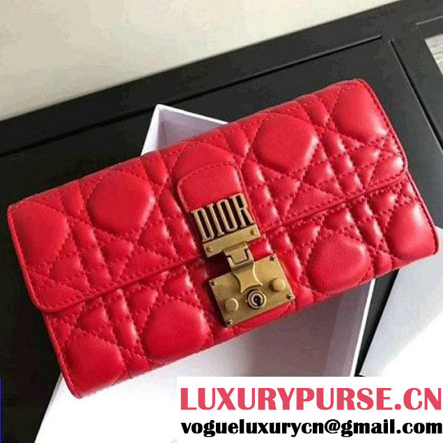 Dior Dioraddict Continental Wallet in Cannage Lambskin Red 2017 (1C065-7102718 )