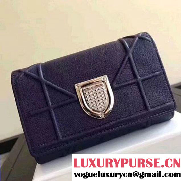 Dior Diorama élancée Wallet in Grained Calfskin Navy Blue 2017 (1C065-7102724 )