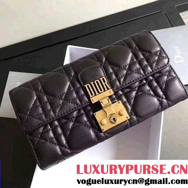 Dior Dioraddict Continental Wallet in Cannage Lambskin Black 2017 (1C065-7102714 )