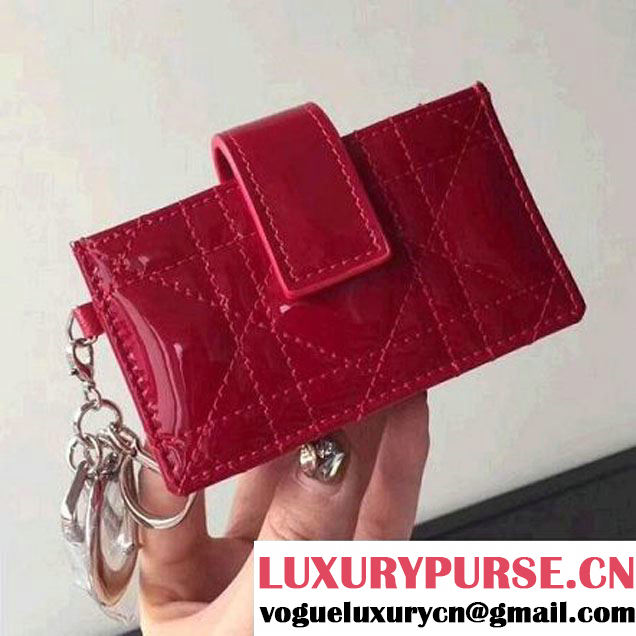 Dior Lady Dior Eden Wallet in Patent Calfskin Red 2018 (XXG-8030622 )