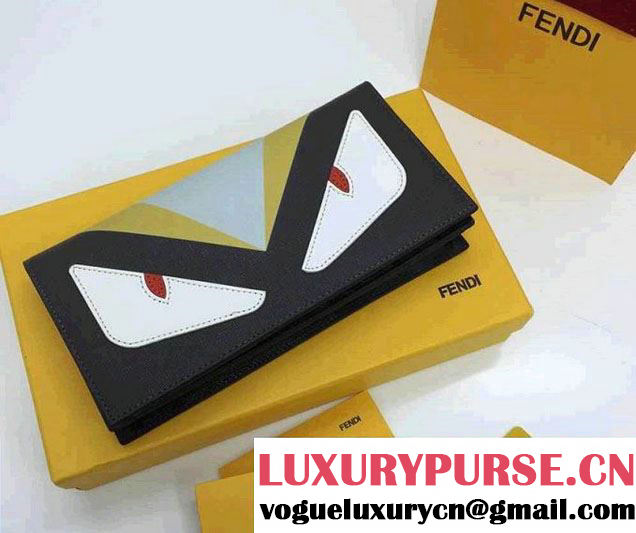 Fendi Bag Bug Monster Eyes Detail Wallet Black/Yellow 2014