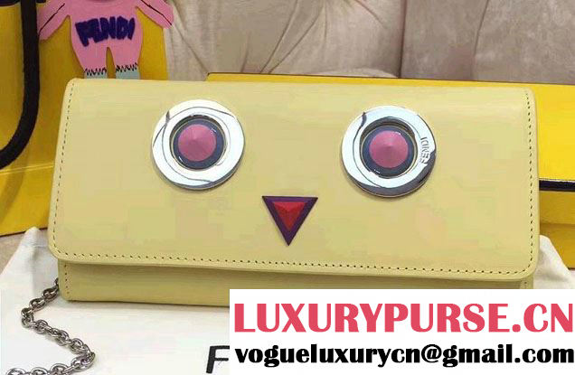 Fendi Multicolored Metal and Square Eyes Continental Wallet On Chain Bag Yellow 2017