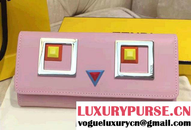 Fendi Multicolored Metal and Square Eyes Continental Wallet Pink 2017