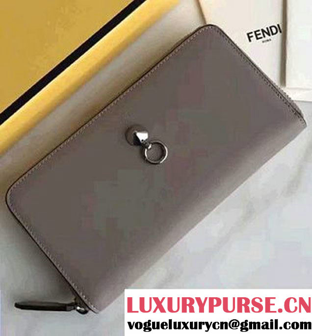 Fendi Leather Zip-around Conical Stud And Metal Wallet 2017