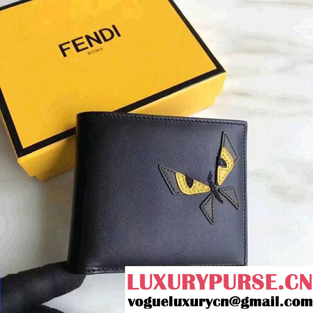 Fendi Black Leather Bi-fold Wallet with Butterfly Inlay 2018 (CL-8010414 )