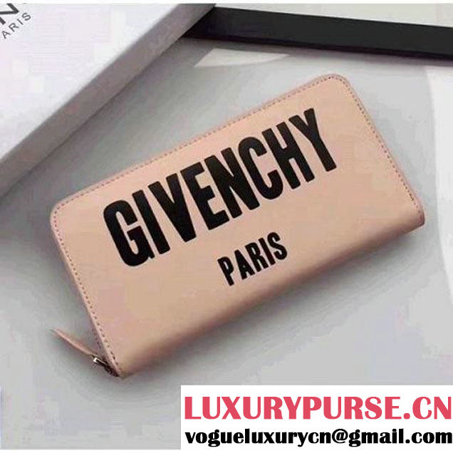 Givenchy Long Zip Around Wallet In Pink Leather With Givenchy Print 2017 (YZ-7032325 )