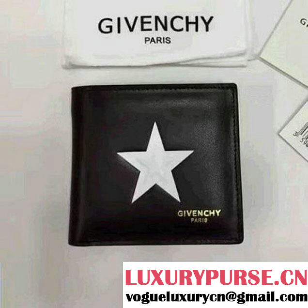 Givenchy Mini Forded Wallet In Black Leather With White Star (YS-7032402 )