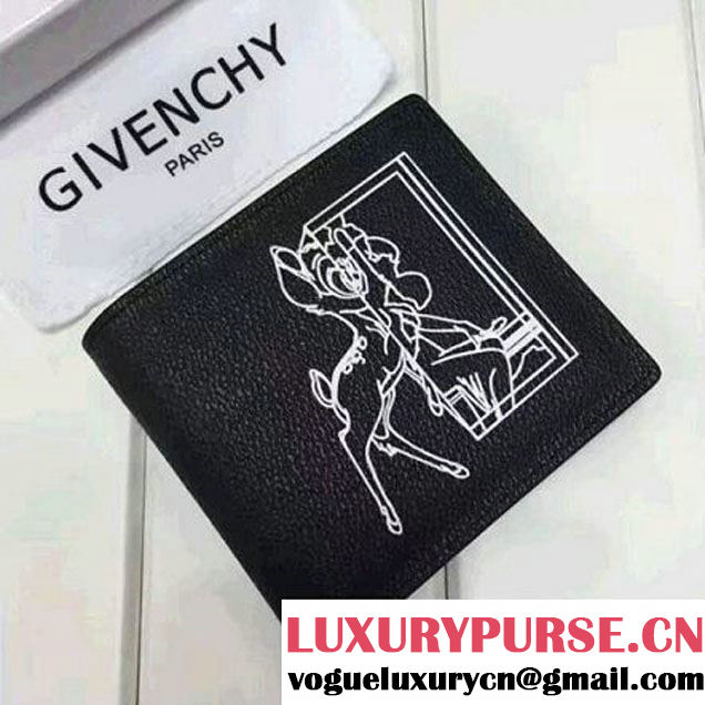 Givenchy Mini Forded Wallet In Black Leather With Bambi Print 2017 (YS-7032403 )