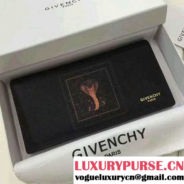 Givenchy Long Forded Wallet In Black Leather With Cobra Print (YS-7032415 )