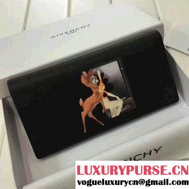 Givenchy Long Forded Wallet In Black Leather With Bambi and Girl Print (YS-7032416 )