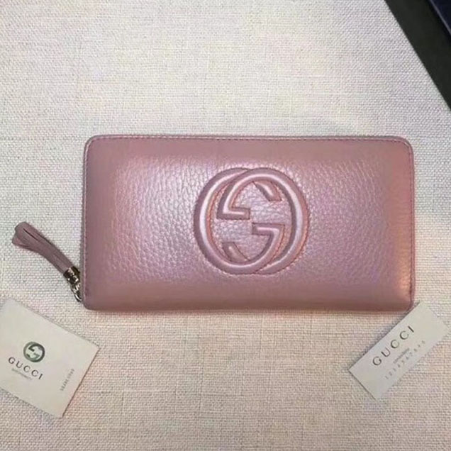 Gucci Leather zip around wallet 308004 pink