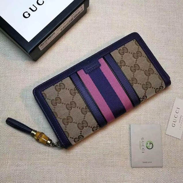 Gucci GG canvas zipper wallet 353651 purple