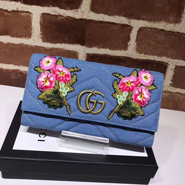 Gucci GG Marmont Denim Wallet B443436 blue