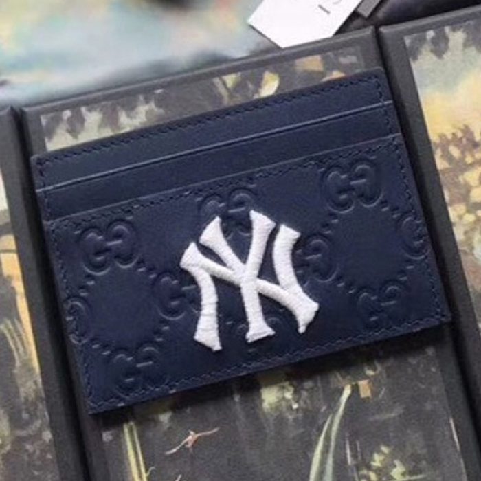 Gucci Card Case With NY Yankees Patch 547793 Royal Blue 2018