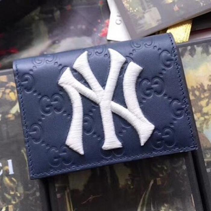 Gucci Card Case With NY Yankees Patch 547789 Blue