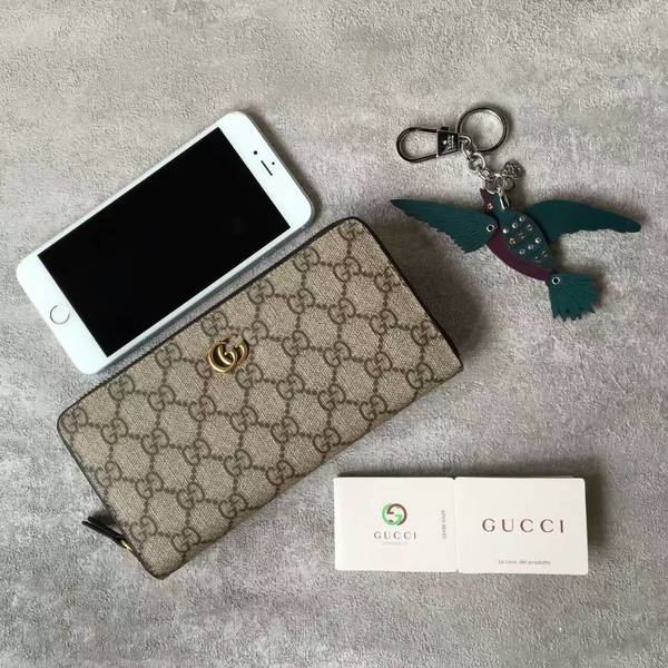 Gucci GG Canvas Leather Zip Around Wallet 68833 Black