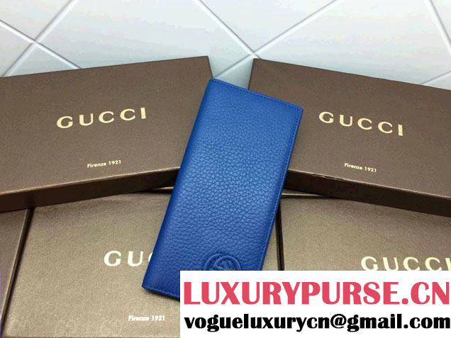 Gucci Leather Soho Long Wallet Blue 2014