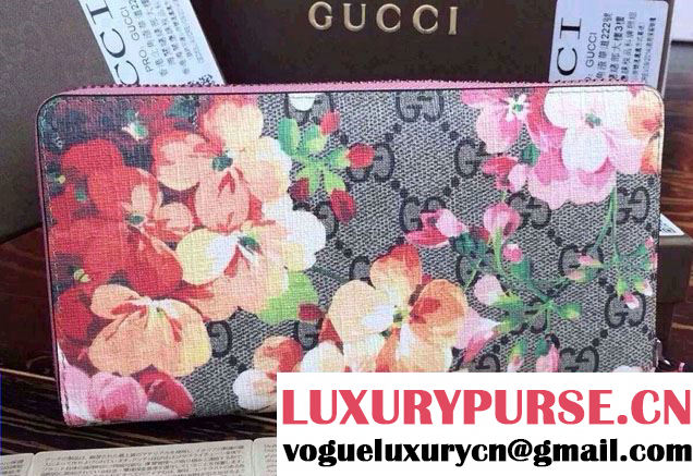 Gucci GG Blooms Zip Around Wallet 404071 Pink 2015