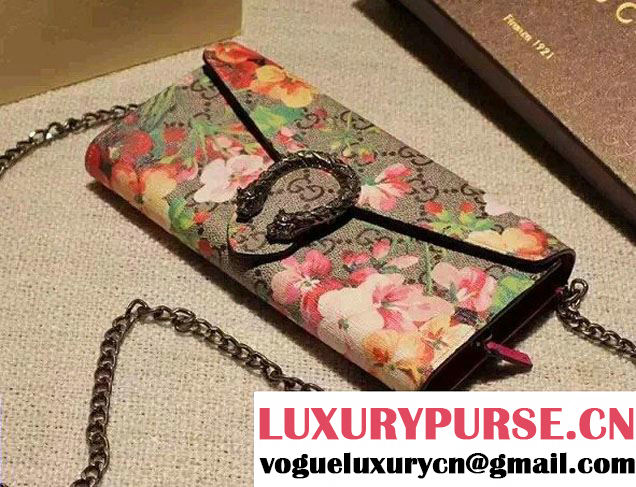 Gucci Dionysus GG Red Blooms Supreme Chain Shoulder Wallet 404141 2016