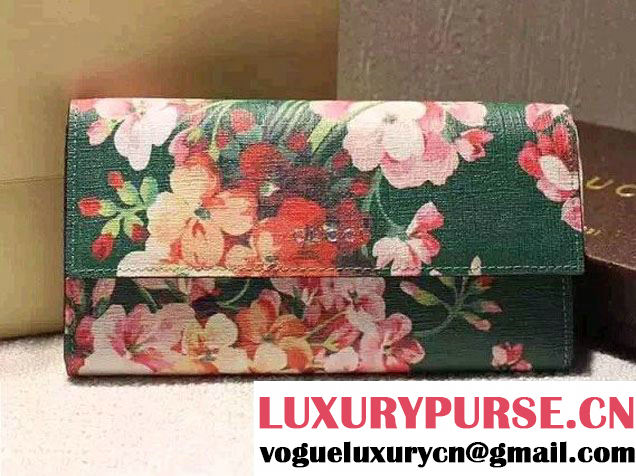 Gucci Blooms Print Wallet 410100 Green 2016