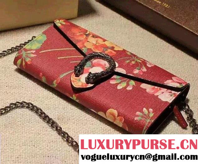 Gucci Dionysus Blooms Print Chain Shoulder Wallet 404141 Red 2016