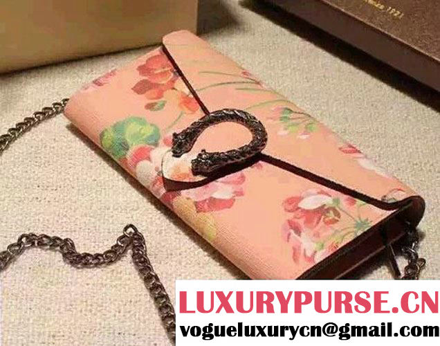 Gucci Dionysus Blooms Print Chain Shoulder Wallet 404141 Pink 2016