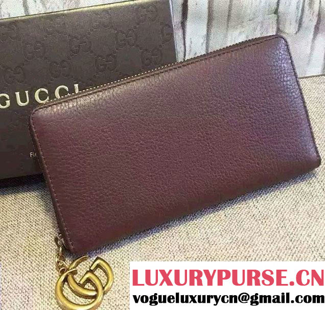 Gucci GG Marmont Leather Zip Around Wallet 409392 Brown 2016