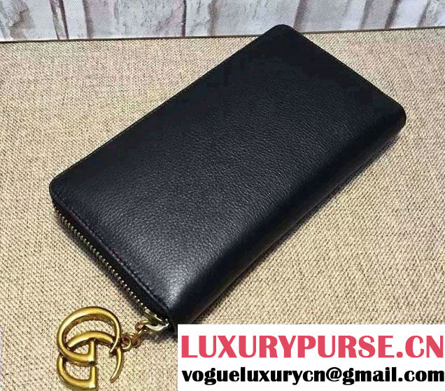 Gucci GG Marmont Leather Zip Around Wallet 409392 Black 2016