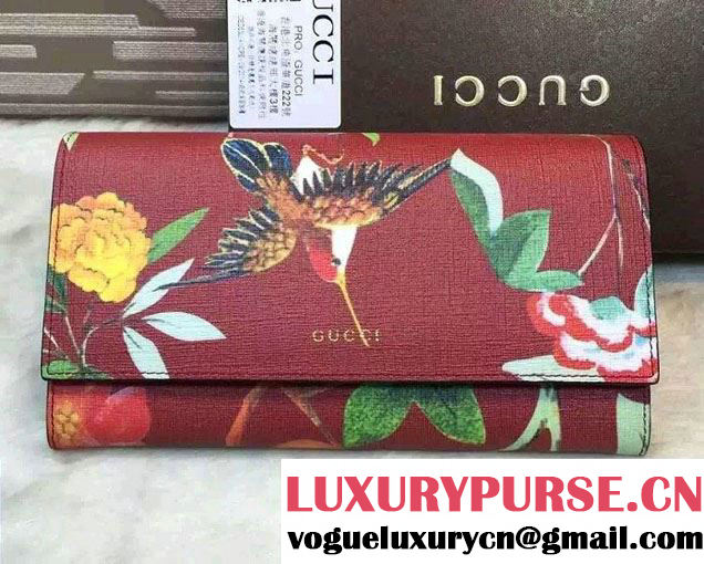 Gucci Leather Continental Wallet 424892 Tian Red 2016