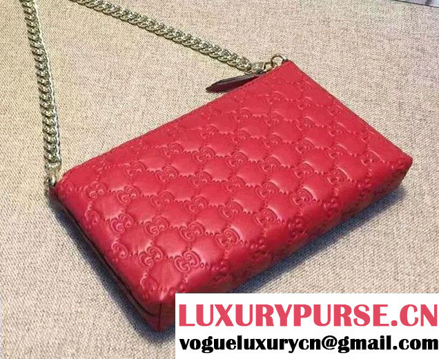 Gucci Signature Leather Wrist Chain Wallet 428449 Red 2016