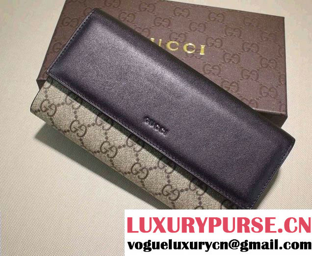 Gucci GG Supreme Canvas Contiental Flap Wallet 410100 Black 2016