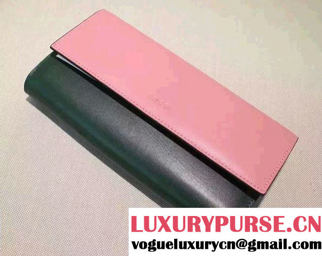 Gucci Signature Leather Contiental Flap Wallet 410100 Pink/Green 2016