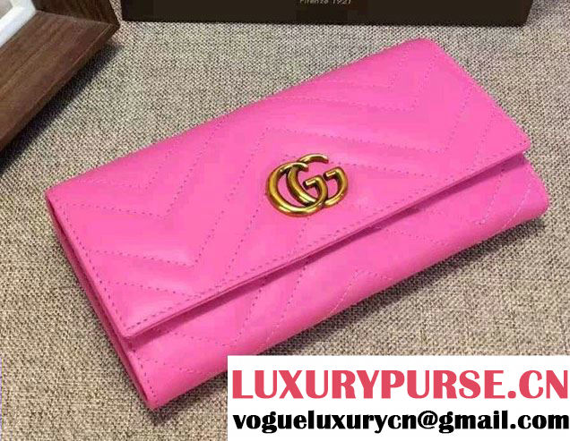 Gucci GG Marmont Matelassé Chevron Continental Wallet 443436 Pink 2016