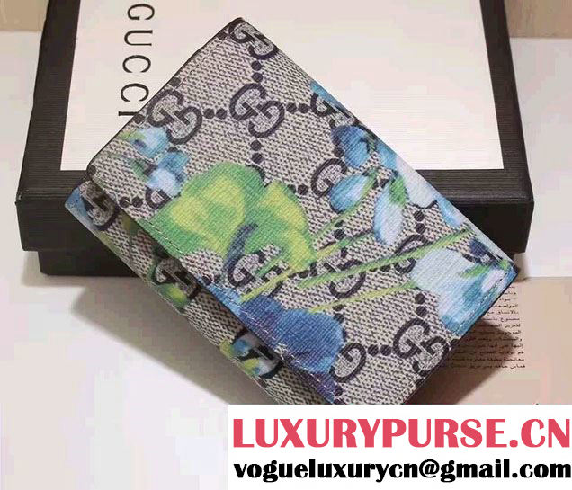 Gucci Key Case Wallet 410078 Blue Blooms 2016