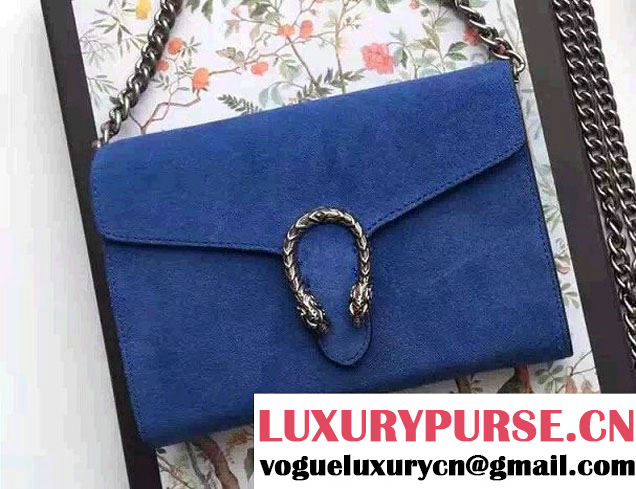 Gucci Dionysus Suede Mini Chain Wallet Bag 401231 Blue 2016