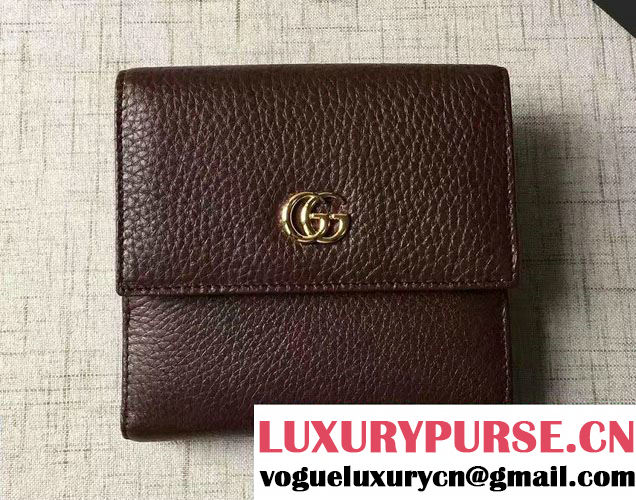 Gucci Leather French Flap Wallet 456122 Coffee 2016