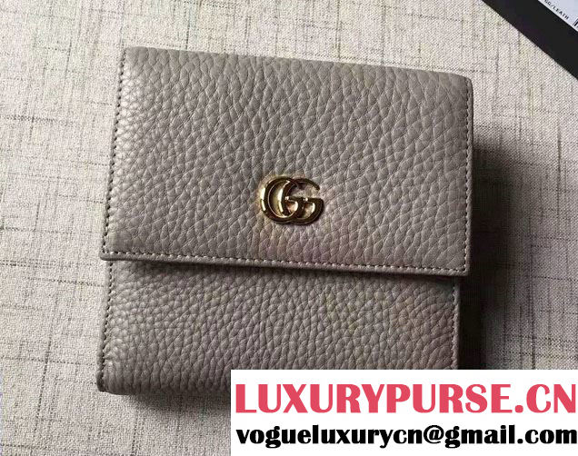 Gucci Leather French Flap Wallet 456122 Gray 2016