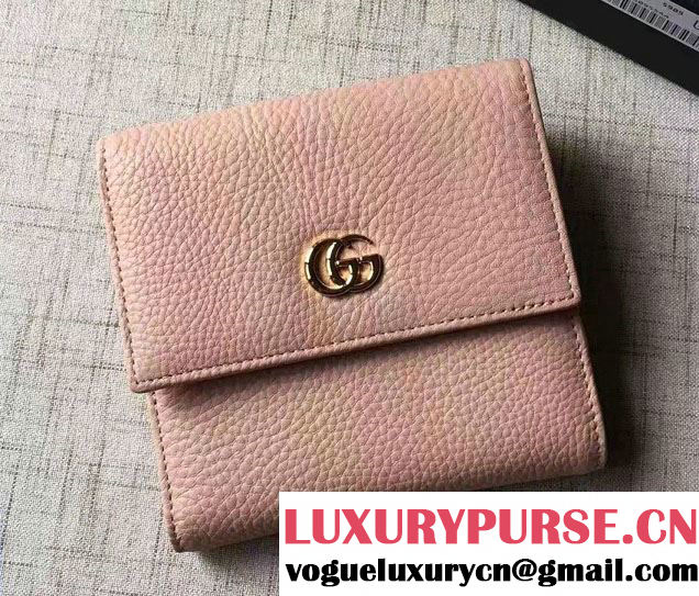 Gucci Leather French Flap Wallet 456122 Nude Pink 2016