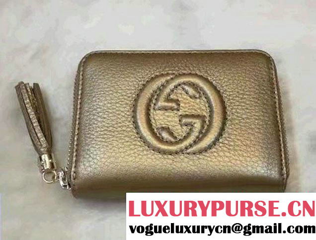 Gucci Soho Leather Disco Small Wallet 351484 Gold