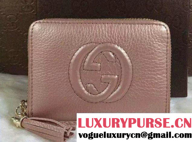 Gucci Soho Leather Disco Small Wallet 351484 Pink Gold