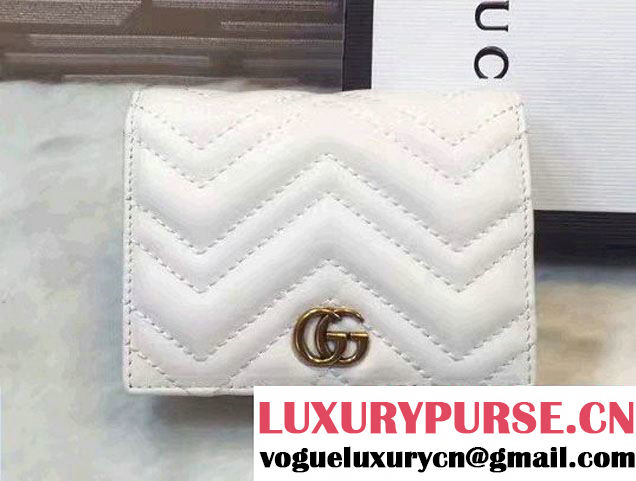 Gucci GG Marmont Matelassé Chevron Card Case 443125 White 2016